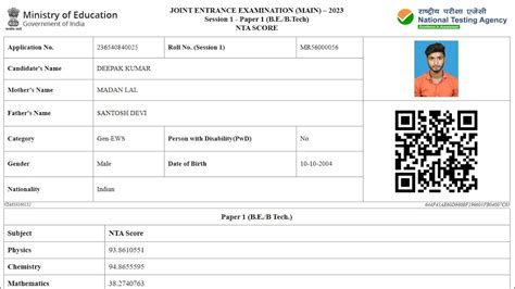 jee mains result 2023